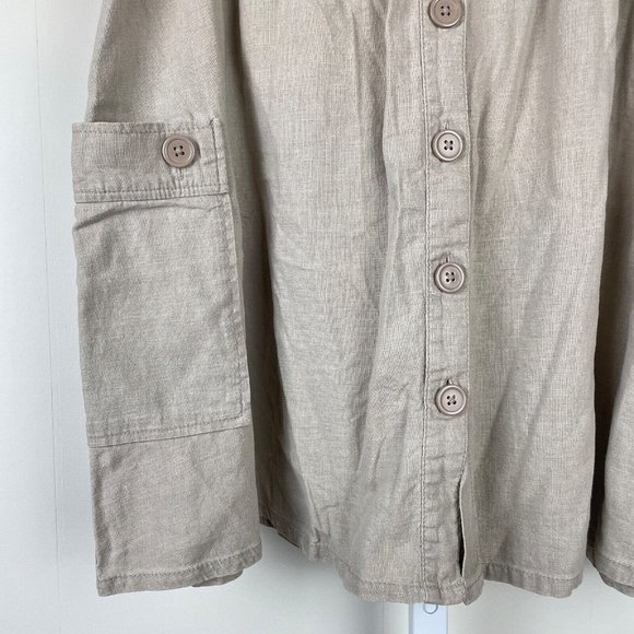 Alain Manoukian 100% Linen Blend Skirt Tan Button Front Pockets EUR 36 US Small - Picture 3 of 7